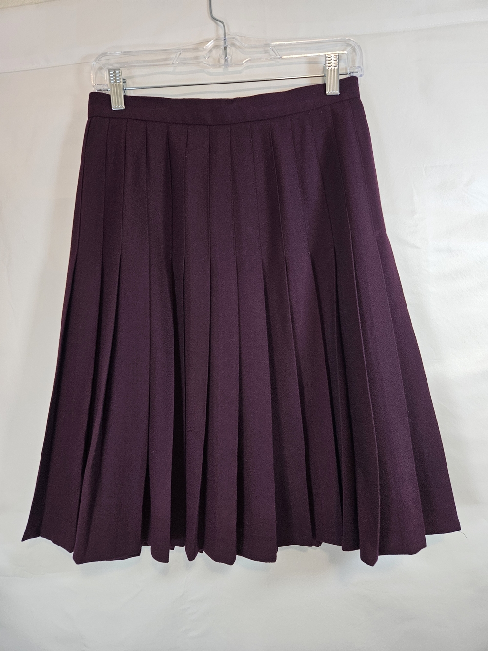 JH Collectibles Deep Plum Pleated Circle Skirt 100% Wool Business Casual Fall